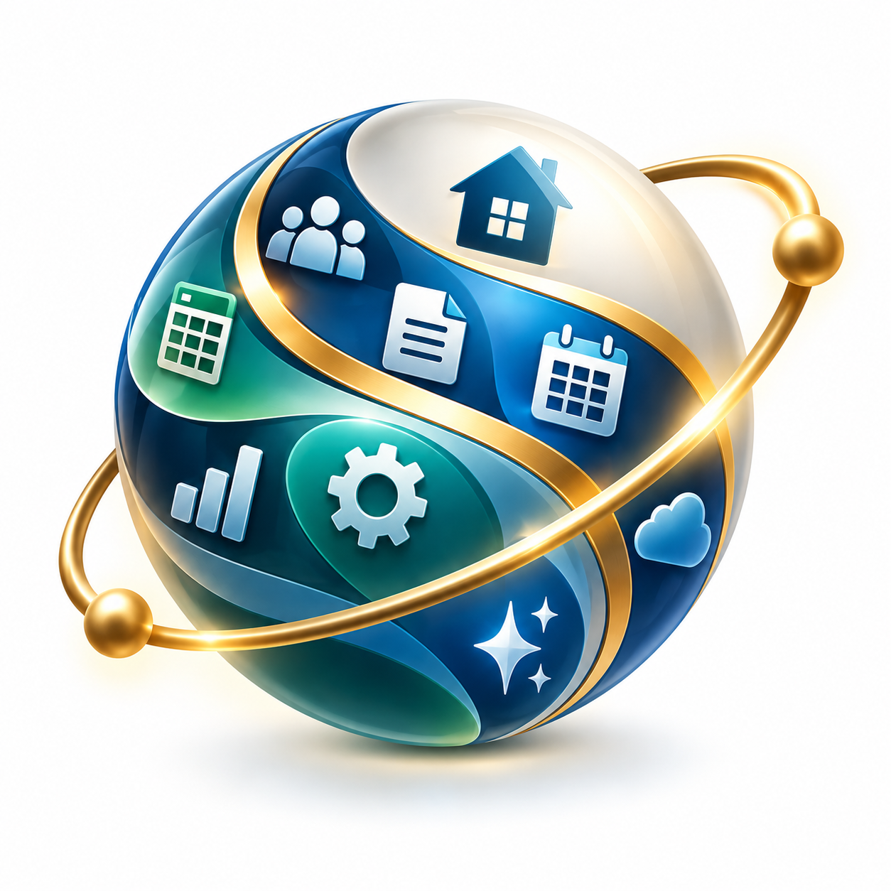 Simply Digital Works globe, bringing tools for work and everyday life together